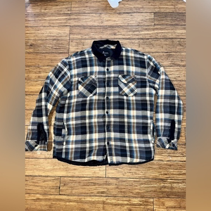 Burnside Men’s Quilted Lined‎ Plaid Flannel Jacket Long Sleeve Shirt Size XL